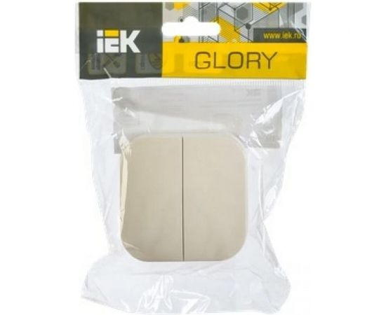 Выключатель IEK ВС20-1-0-ХД 2-клавишный открытой установки 10А GLORY крем. EVH20-K33-10 – изображение 2