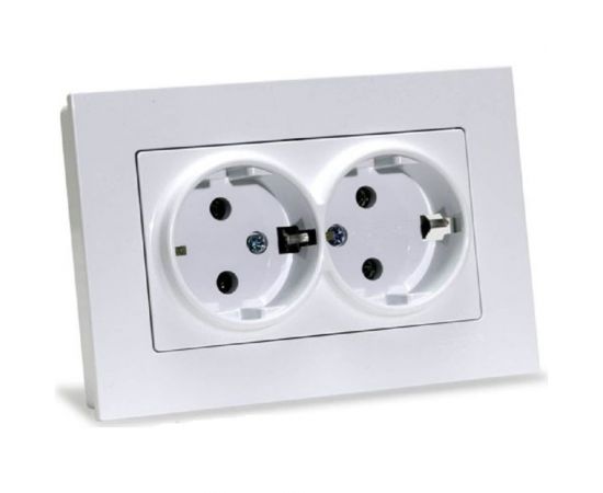 Розетка GUNSAN 2 поста Eqona с заземлением белый 16401100-100150 – изображение 2