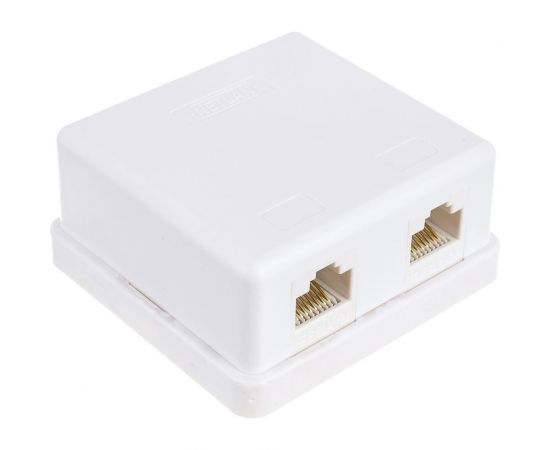 Настенная розетка NETLAN 2 порта, категория 5e, RJ45/8P8C, неэкранированная, белая, EC-UWO-2-UD2-WT-10 – изображение 3