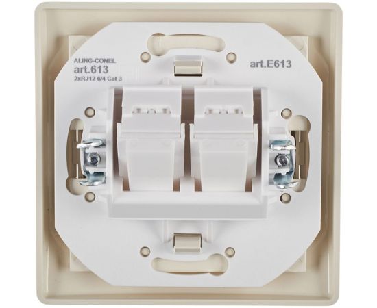 Телефонная розетка Aling-conel PRESTIGE 2xRJ12 6/4 Cat3, бежевая 613.999 113219 – изображение 3
