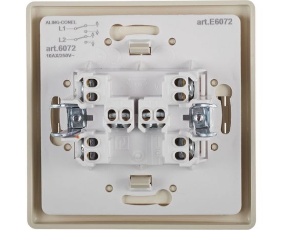 Альтернативный двухклавишный выключатель Aling-conel PRESTIGE 10AX 250В, бежевый 6072.99 113158 – изображение 3