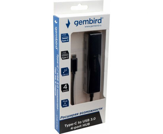Концентратор USB 3.0 Gembird 4 порта, Type-C, с дополнительным питанием UHB-C364 – изображение 3