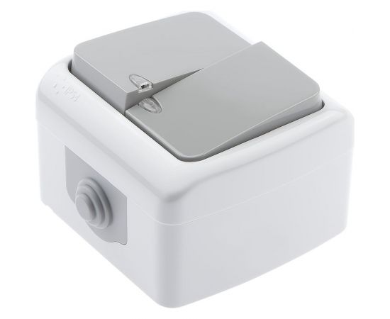 Выключатель Intro Atlantic 5-105-03 двойной с подсветкой 10А-250В открытой установки серый Б0050944 – изображение 3