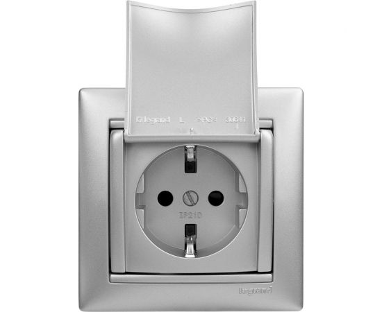 Одноместная розетка с крышкой и заземлением, алюминий Legrand Valena 770122 – изображение 3
