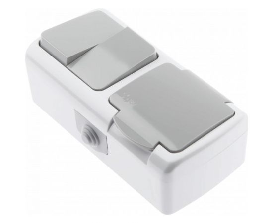 Блок розеток с выключателем Intro Atlantic 5-702-03 открытой установки IP54 серый Б0050948 – изображение 3