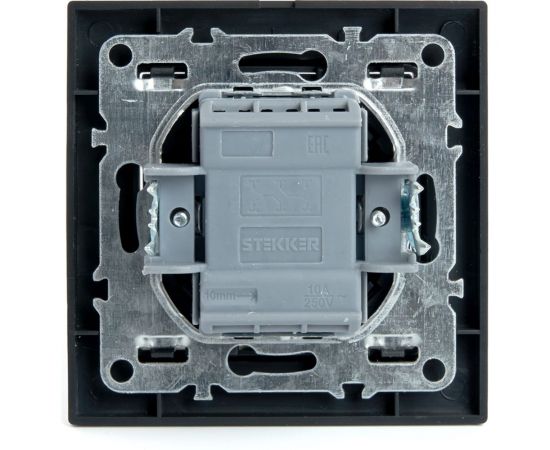 2-клавишный переключатель STEKKER psw10-9008-03, 250в, 10а, серия эрна, черный, 39921 – изображение 3