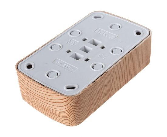 Розетка Intro Polo 3-203-11 двойная без заземления 2x2P, 16A-250В, IP20, открытая установка, сосна, Б0053571 – изображение 4