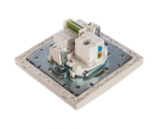 Розетка LEZARD RAIN компьютер+телефон жемчужно-белый металлик 703-3030-143 – изображение 4