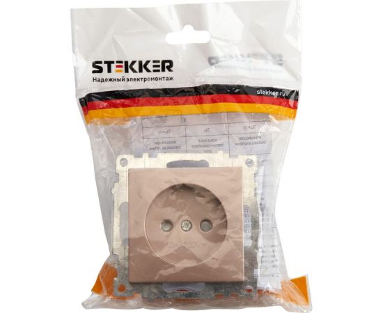 1-местная розетка STEKKER без заземления (механизм), GLS10-7109-02, 250V, 10А с защитной шторкой, серия Катрин, 39595 – изображение 4