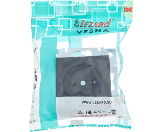 Розетка Lezard VESNA без заземления, ПБТ, чёрный бархат 742-4288-121B – изображение 4