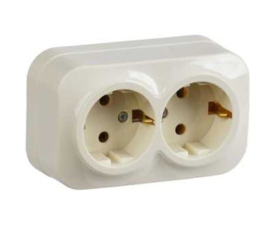 2-ая розетка IEK РС22-3-ХК с з/к о/у 16А GLORY кремовый ERH21-K33-16 – изображение 4