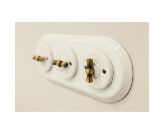 1-клавишный проходной выключатель Retrika ретро, керамика, серия Colony, коричневый G01-02 – изображение 4