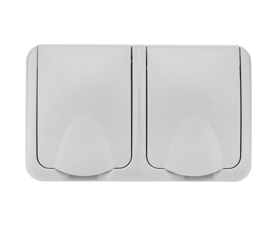 Двойная накладная розетка KRANZ керамика горизонтальный блок с/з IP54 16А серая KR-78-0804 – изображение 4