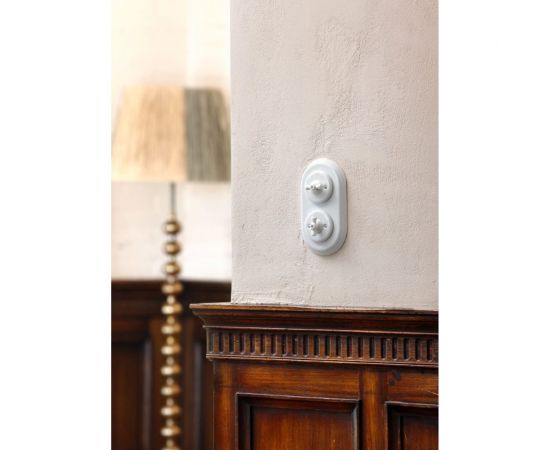 1-клавишный проходной выключатель Retrika ретро, керамика, серия Colony, коричневый G01-02 – изображение 5