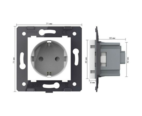 Электрическая розетка LIVOLO с заземлением защитными шторками 16A, цвет белый механизм VL-C7-C1EU-11 – изображение 5