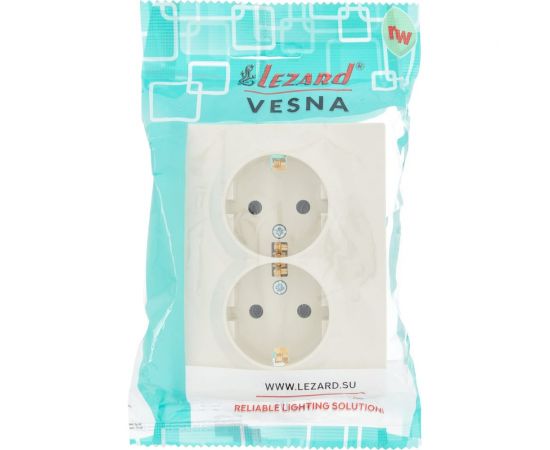Двойная розетка Lezard VESNA с заземлением, ПБТ, крем 742-0300-127B – изображение 5