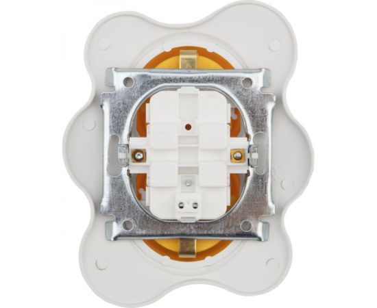 Розетка KRANZ Яичница двойная с заземлением и защитными шторками, желтая/белая KR-78-0632 – изображение 5