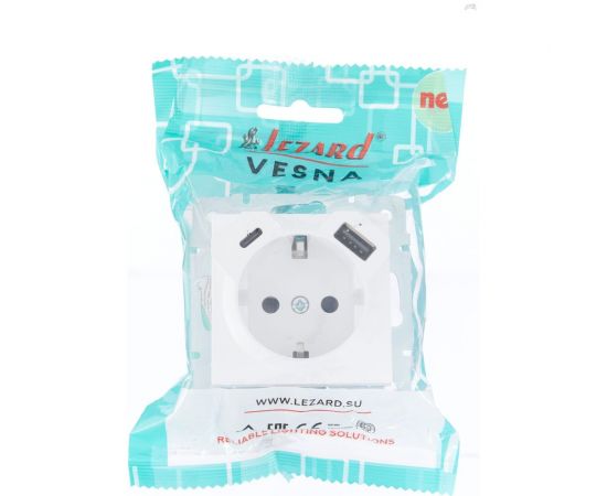 Розетка Lezard VESNA с/з TC+USB разъём белая 742-0288-181TC – изображение 6