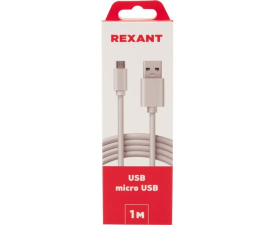 Кабель REXANT USB microUSB длинный штекер 1М белый 18-4269 – изображение 6