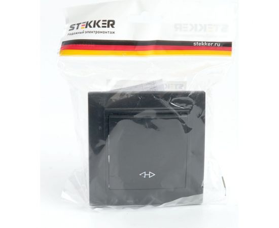 Перекрестный переключатель STEKKER 1-клавишный psw10-9009-03, 250в, 10а, серия эрна, черный, 39927 – изображение 7