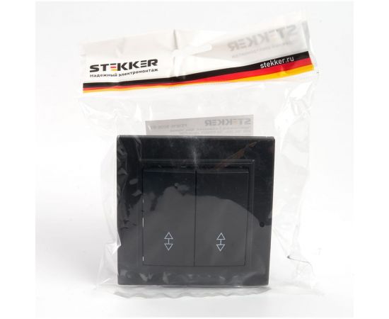 2-клавишный переключатель STEKKER psw10-9008-03, 250в, 10а, серия эрна, черный, 39921 – изображение 7