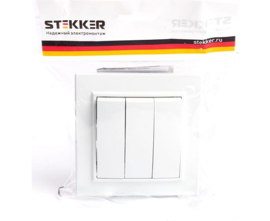 3-клавишный выключатель STEKKER psw10-9007-01, 250в, 10а, серия эрна, белый, 39922 – изображение 7