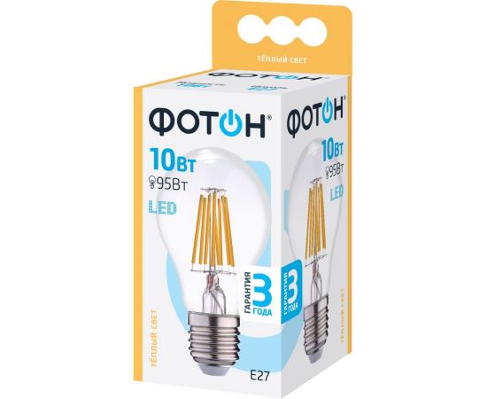 Светодиодная филаментная лампа ФОТОН LED FL A60 10W E27 3000K 24071 