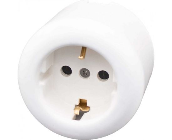 Розетка с заземляющим контактом Bironi R, керамика, цвет белый R1-101-01 