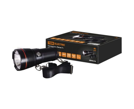 Фонарь TDM прожектор Титан 7, 30 Вт CREE 3600 лм, 4х18650, IPX5, Type-C, SQ0350-0067 