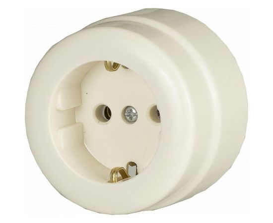 Накладная розетка Alfa с заземлением круглая Бакелит 30100029 