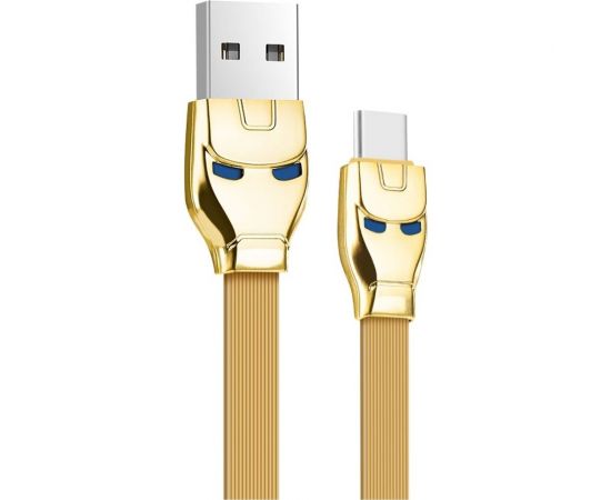 Кабель USB 2.0 Hoco в форме стального человека с подсветкой U14 AM/Type-C золотой, 1.2м, 6957531049487 