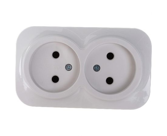 Двухместная розетка IEK для открытой установки рс22-2-хб без заземления 10а glory белый ERH20-K01-10 