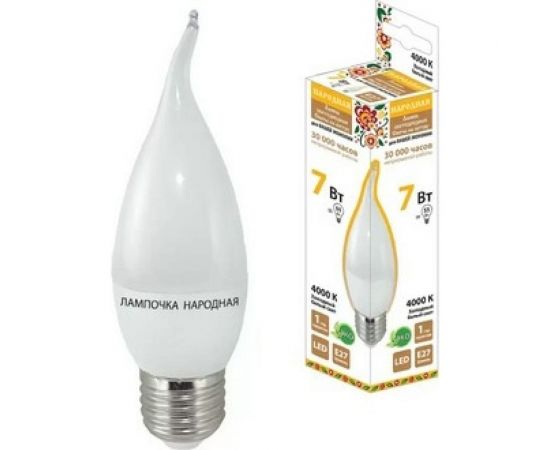 Светодиодная лампа TDM WFС37-7 Вт-230 В -4000 К–E27 свеча на ветру Народная SQ0340-1547 