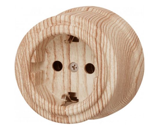 Розетка с заземляющим контактом Bironi пластик, цвет Карельская Сосна B1-101-13 