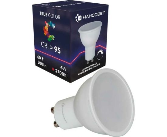 Диммируемая светодиодная лампа Наносвет LH-MR16-D-60/GU10/927, 6Вт, GU10, 100 град, 500 лм, 2700К, Ra95, L240 