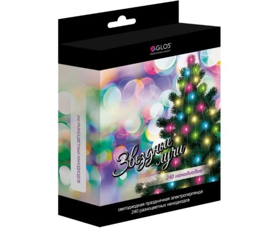 Электрогирлянда GLOS ""Звездные лучи"", 240 разноцветных нанодиодов GL2009-M 