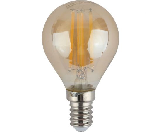 Филаментная лампа ЭРА FLED P457W827E14, gold, шар, 7Вт, теплый, E14, 10/100/3600, золотой Б0047016 
