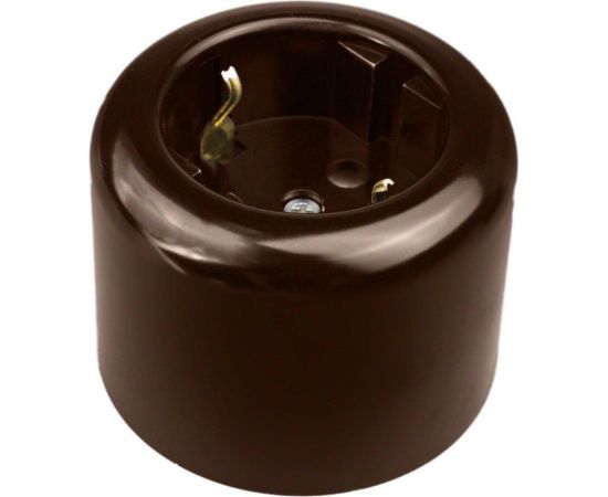 Розетка с заземляющим контактом Bironi R, керамика, цвет коричневый R1-101-02 