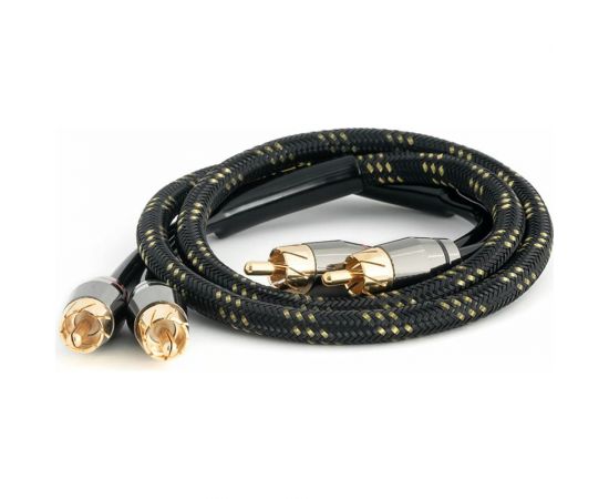 Межблочный кабель SWAT 2RCA-2RCA 0.75 метра, витая пара, 3 экрана, медь SIX-2075 