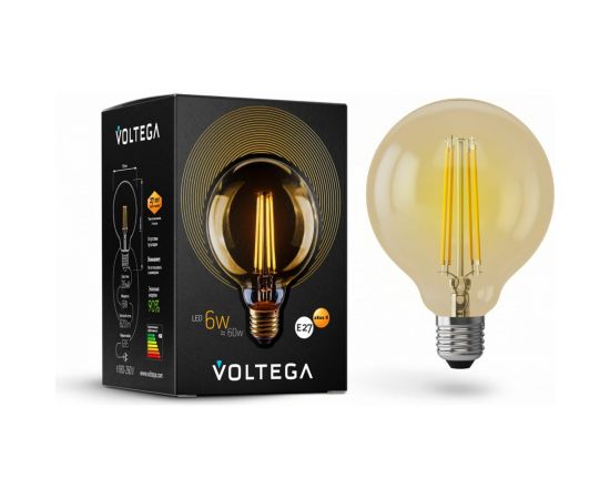 Светодиодная лампа VOLTEGA Шар GOLD G95 Е27 6W 7084 