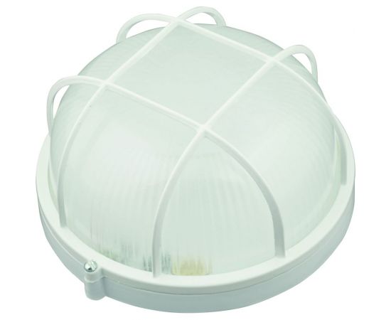 Влагозащищенный светильник Uniel UWL-R02 100W E27 IP54 WHITE круг, решетка, под лампу Е27 UL-00006772 