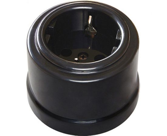 Розетка BIRONI Пластик Черный с заземлением B1-101-23 