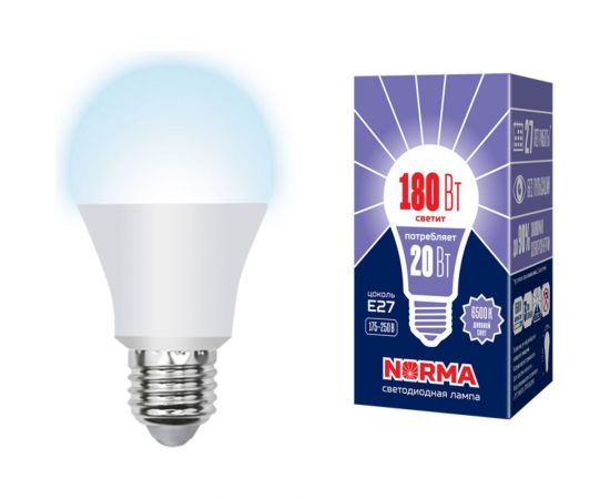 Светодиодная лампа Volpe LED-A65-20W/DW/E27/FR/NR . Форма A, матовая. UL-00004028 