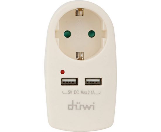 Розеточный адаптер duwi 1 гнездо + 2 USB порта с заземлением слоновая кость ivory 16A 3680Вт 27420 9 – изображение 2