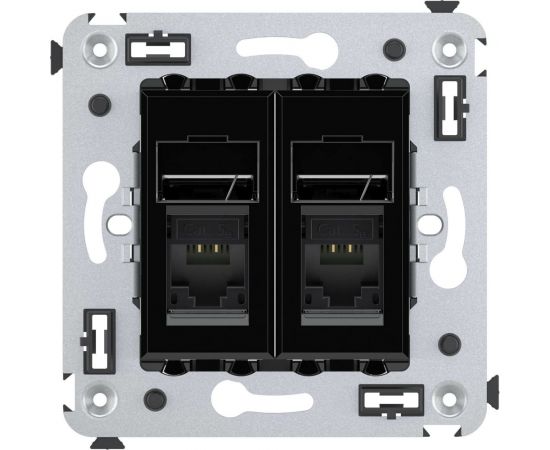 Двойная розетка DKC, Avanti RJ45, в стену, категория 5e, черный квадрат 4402464 – изображение 2