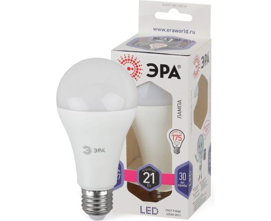 Светодиодная лампа ЭРА LED A65-21W-860-E27, груша, холодный Б0035333 – изображение 2