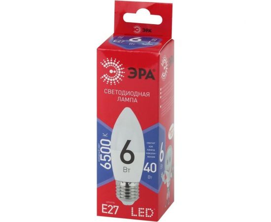 Светодиодная лампа ЭРА LED B35 6W 865 E27 R диод, свеча, 6Вт, холодный, E27 Б0045340 – изображение 2