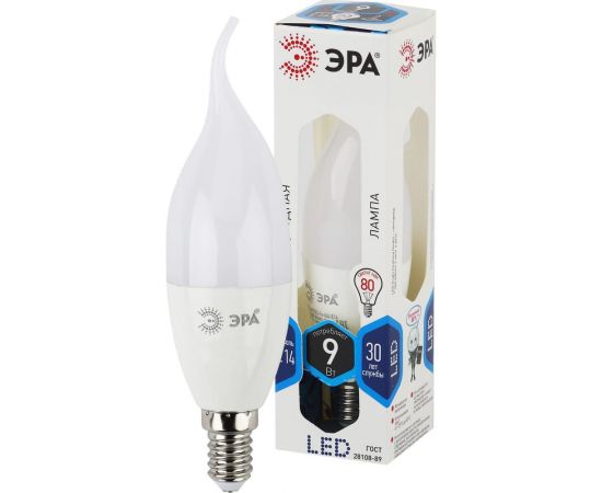 Светодиодная лампа ЭРА LED BXS-9W-840-E14, свеча на ветру, нейтральный Б0027974 – изображение 3