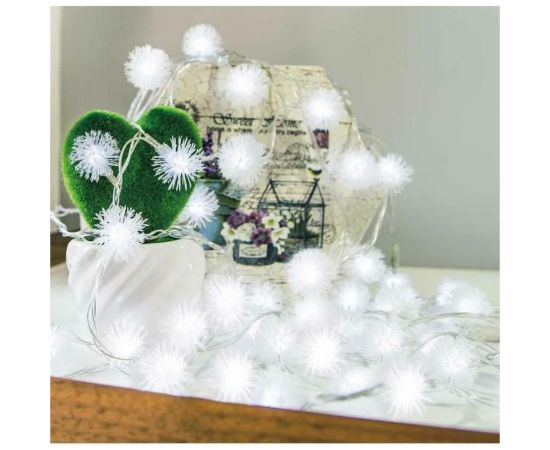 Электрогирлянда GLOS GL0106-W ""Снежные шарики"", 2,85 м, 20 холодных белых светодиодов с насадками GL0106-W – изображение 3