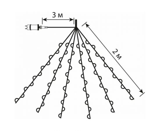 Электрогирлянда GLOS ""Звездные лучи"", 240 тёплых белых нанодиодов GLR2009-WW – изображение 4